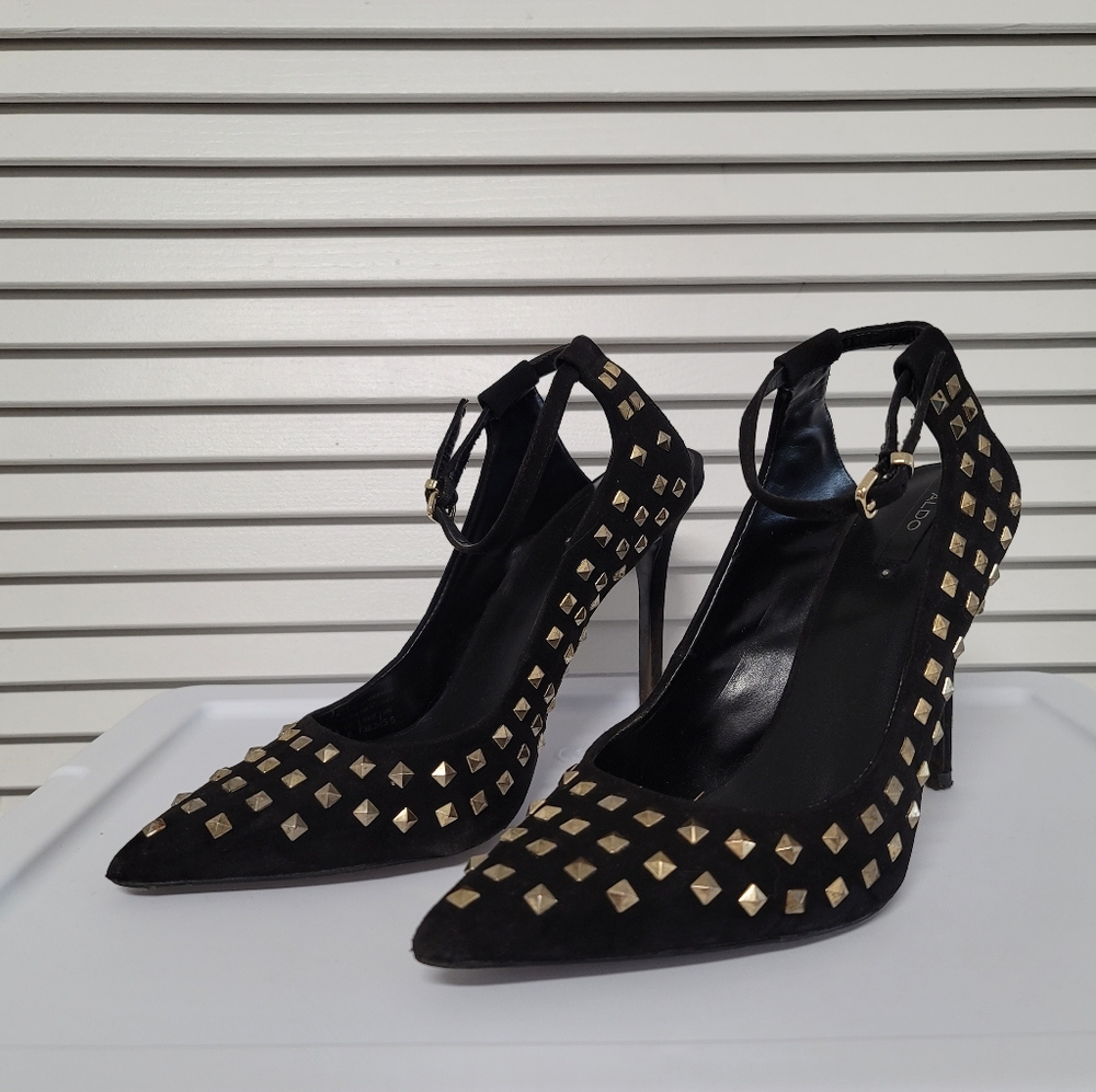ALDO Black Studded Sling Back Heels
